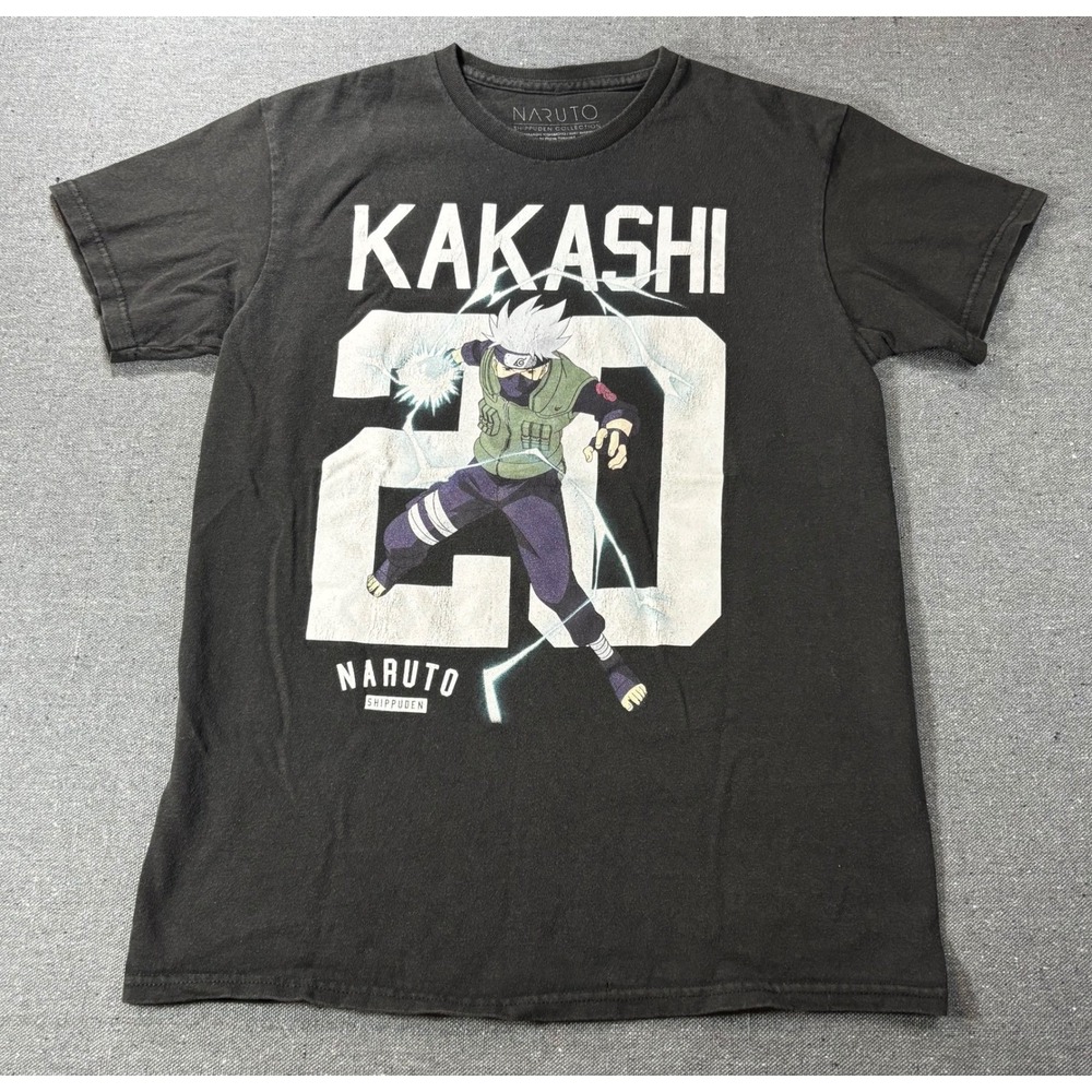 Naruto Shippuden Kakashi Hatake Graphic T-Shirt Black Small Anime Tee
